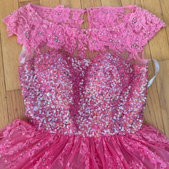 Sherri Hill Pink Lace & Sequin Short Dress – Size Small – Made in China - New - Picture 3 of 15